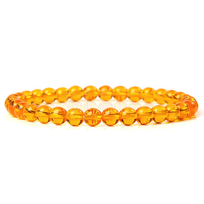 Synthetic Amber Round Beaded Stretch Bracelet LS-SF8562-17-1-1