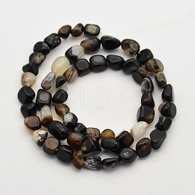 Natural Black Agate Bead Strands G-P070-34-1