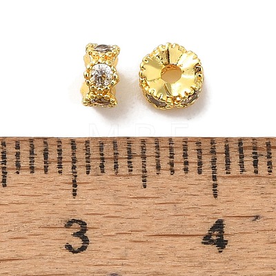 Brass Micro Pave Cubic Zirconia Beads KK-C072-22G-1