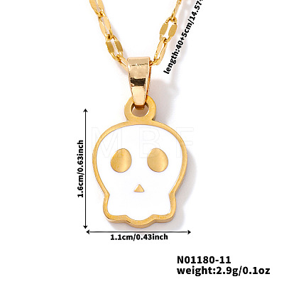 Cute Halloween Stainless Steel Skull Pendant Necklaces for Unisex RT1266-1