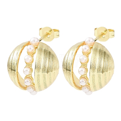 Round Brass Stud Earrings EJEW-D351-01G-1