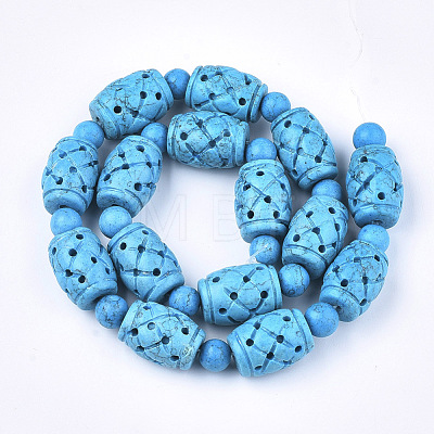 Dyed Synthetical Turquoise Barrel Bead Strands X-TURQ-Q099-10-1