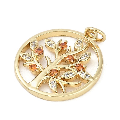 Rack Plating Brass Micro Pave Cubic Zirconia Pendants KK-H509-19G-02-1