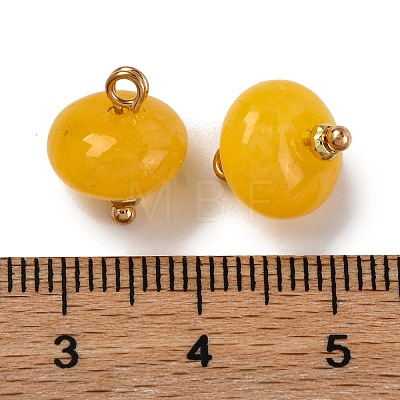 Natural White Jade Dyed Saucer Charms with Rack Plating Golden Tone Brass Bails KK-B103-17B-01-1