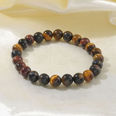 Natural Tiger Eye Bead Stretch Bracelets X-BJEW-K212-B-005-1