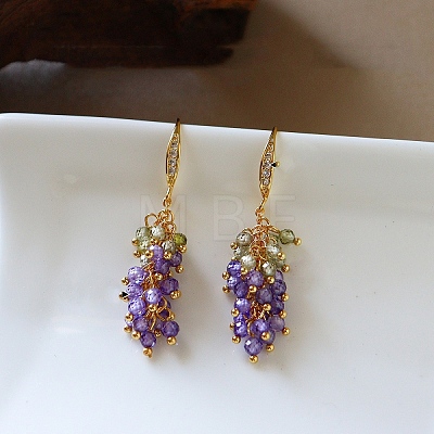 Brass Micro Pave Cubic Zirconia Dangle Earrings WG2D2E7-01-1