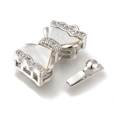 Brass Micro Pave Clear Cubic Zirconia Box Clasps with Acrylic KK-H480-05P-1