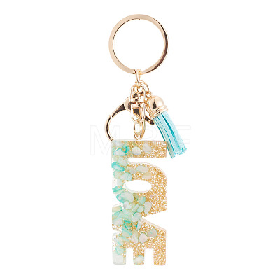 Alloy & Resin Tassel Keychainss AJEW-TADJ0001-20G-04-1