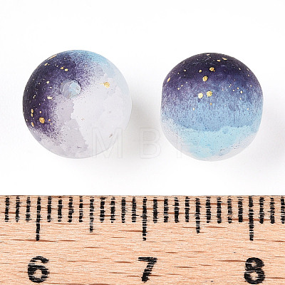 Frosted Baking Painted Crackle Glass Beads with Glitter Powder DGLA-T004-01J-1