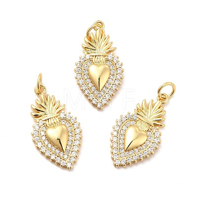 Rack Plating Brass Micro Pave Cubic Zirconia Pendants KK-K270-22G-1