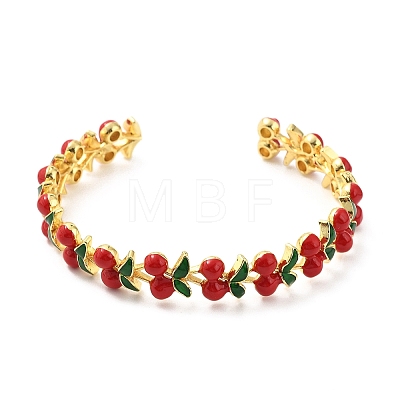 Brass Enamel Cuff Bracelets BJEW-L703-02A-G-1