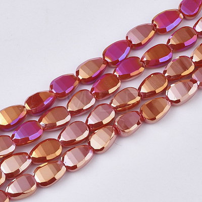 Electroplate Opaque Solid Color Glass Beads Strands EGLA-T020-02-1