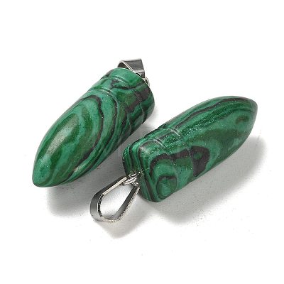 Synthetic Malachite Pointed Pendants G-B127-18P-04-1