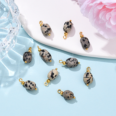 10Pcs Nuggets Natural Dalmatian Jasper Pendants PALLOY-YW00114-08-1