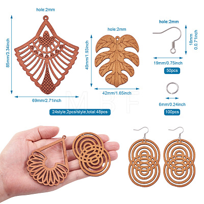 Cheriswelry DIY Wooden Dangle Earring Making Kits DIY-CW0001-17-1