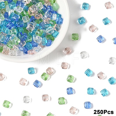 250Pcs 5 Colors Transparent Glass Beads GLAA-YW0005-69-1