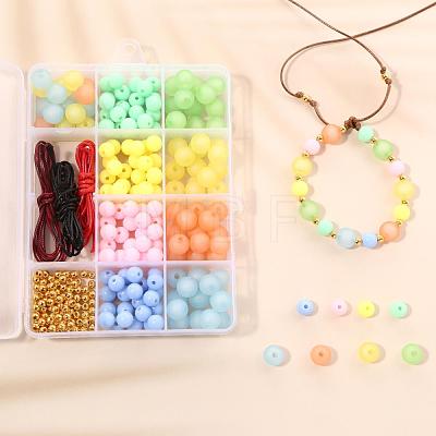 180Pcs 8 Colors Round Frosted & Opaque Acrylic Beads DIY-YW0001-94-1