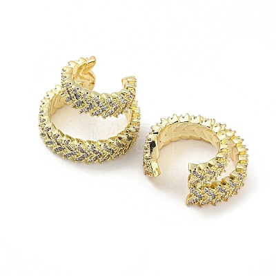 Brass Micro Pave Cubic Zirconia Cuff Earrings EJEW-I300-09G-1