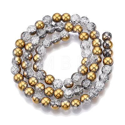 Electroplated Crackle Glass Beads Strands X-EGLA-N014-6mm-04-1