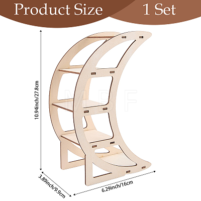 4-Tier Moon Wood Display Stands for Gemstone Ornaments ODIS-WH20043-292-1