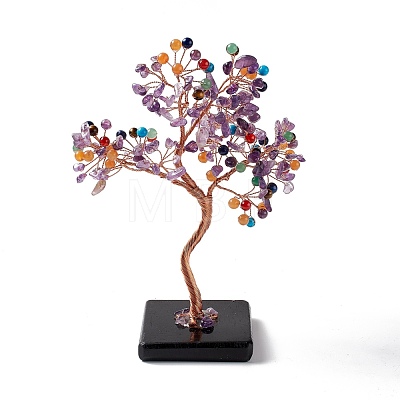 Natural Gemstone Tree Display Decoration DJEW-G027-06RG-03-1