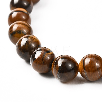 Natural Tiger Eye & Lava Rock & Synthetic Hematitie Beads Stretch Bracelet Set BJEW-JB07030-1