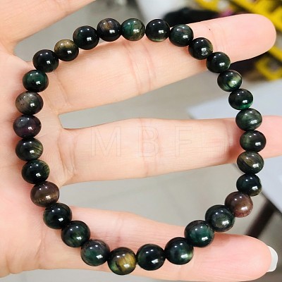 Synthetic Tiger Eye Round Beaded Stretch Bracelet LS-SF8562-5-1-1