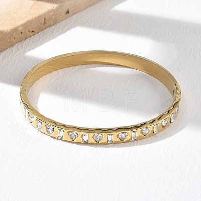 304 Stainless Steel & Glass Hinged Bangles for Women BJEW-Z178-01G-1