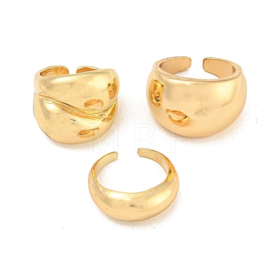 3Pcs Alloy Open Cuff Rings Kit for Women RJEW-K260-04G-1