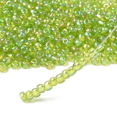 Transparent Rainbow Colours Round Glass Seed Beads X-SEED-A007-4mm-164-1