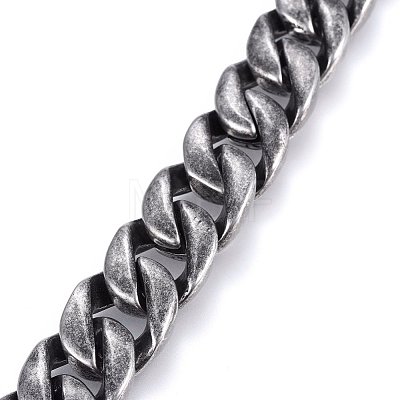 304 Stainless Steel Curb Chains Bracelets BJEW-E346-19AS-1