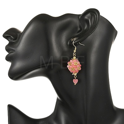 Glass & Dyed Natural Malaysia Jade & Natural Red Jasper/Amethyst/Tiger Eye/Lapis Lazuli/Rhodonite Dangle Earrings EJEW-MZ00814-1
