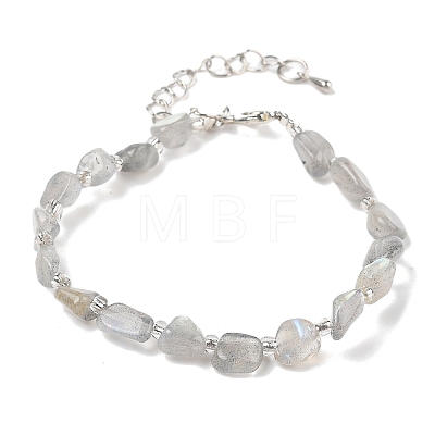 Natural Labradorite Chips Bracelets for Women BJEW-H623-01S-06-1