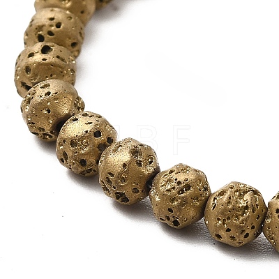 Electroplated Natural Lava Rock Beads Strands G-G984-17B-1