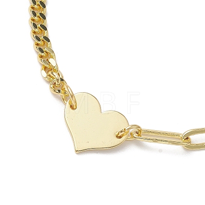 Brass Heart Link Bracelets BJEW-JB10394-1