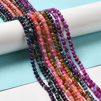 Natural Fire Crackle Agate Beads Strands G-G588-4mm-M-1
