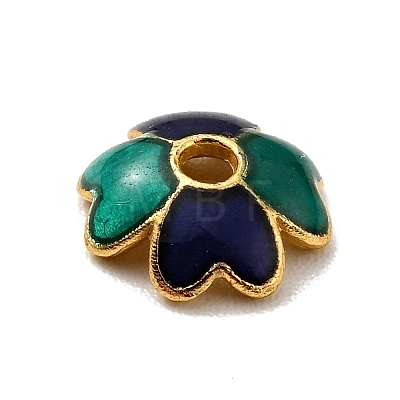 4-Petal Alloy Enamel Bead Caps FIND-G029-06G-03-1