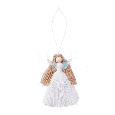 Polyester & Glass Angel Pendant Decorations HJEW-JM04648-01-1
