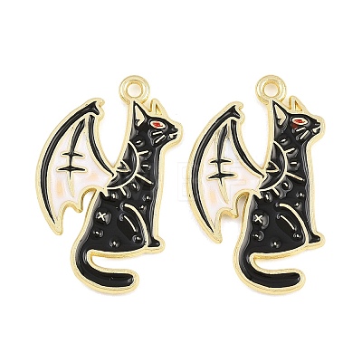 Alloy with Black Enamel Pendants AL-CBA2919-02G-07-1