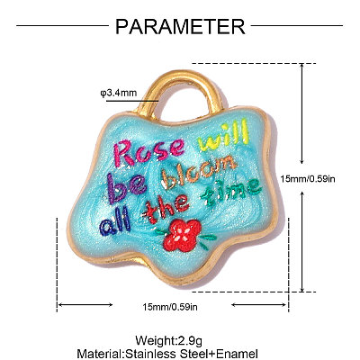 304 Stainless Steel Enamel Pendants STAS-OY014-28G-1
