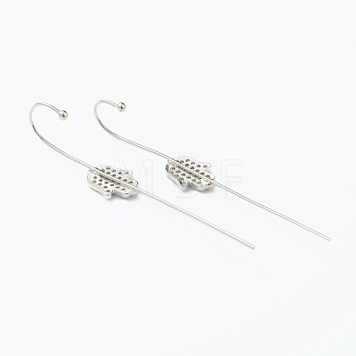 Brass Micro Pave Clear Cubic Zirconia Ear Wrap Crawler Hook Earrings EJEW-H125-01P-1