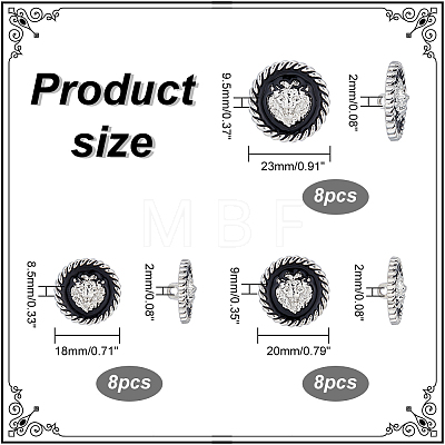  24Pcs 3 Style 1-Hole Zinc Alloy Enamel Shank Buttons BUTT-NB0001-65C-1