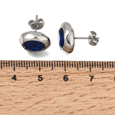 6 Pairs 304 Stainless Steel Pave Cubic Zirconia Stud Earrings SA-CBADCF0-04GP-02-1