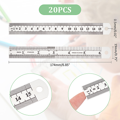 Unicraftale 20Pcs Stainless Steel Ruler TOOL-UN0001-35-1