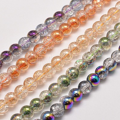 Electroplate Synthetic Crackle Quartz Beads Strands EGLA-J067-8mm-M-1