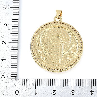 Rack Plating Brass Micro Pave Clear Cubic Zirconia Pendants KK-P287-36C-G-1
