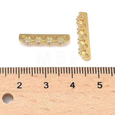 Brass Micro Pave Clear Cubic Zirconia Spacer Bars KK-Z139-11G-01-1