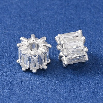 Brass Micro Pave Cubic Zirconia European Beads KK-C157-09D-S-1
