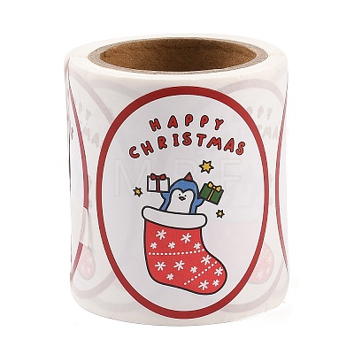 120 Round Paper Christmas Cartoon Sticker Rolls DIY-M070-09E-1