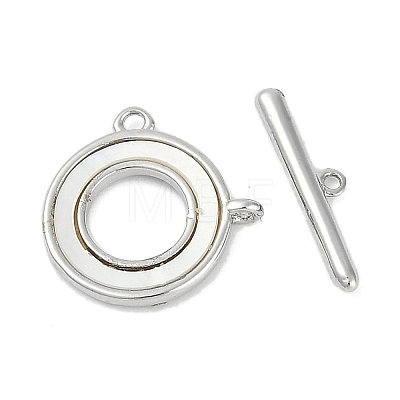 Brass & Shell Toggle Clasps KK-K391-10P-1